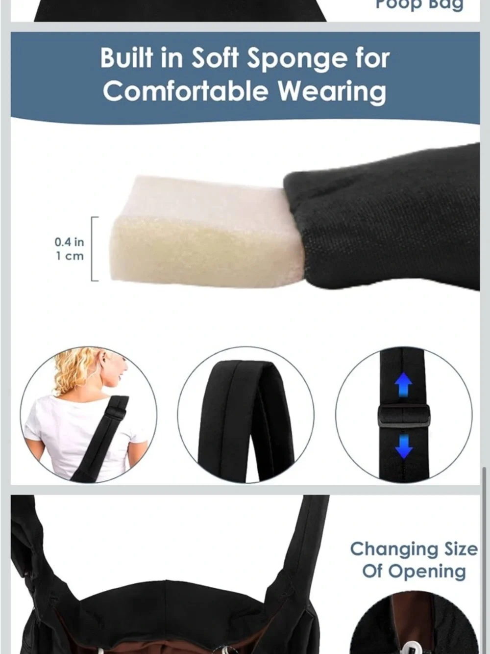 Black Hands-Free Pet Sling Carrier for Small Dogs
